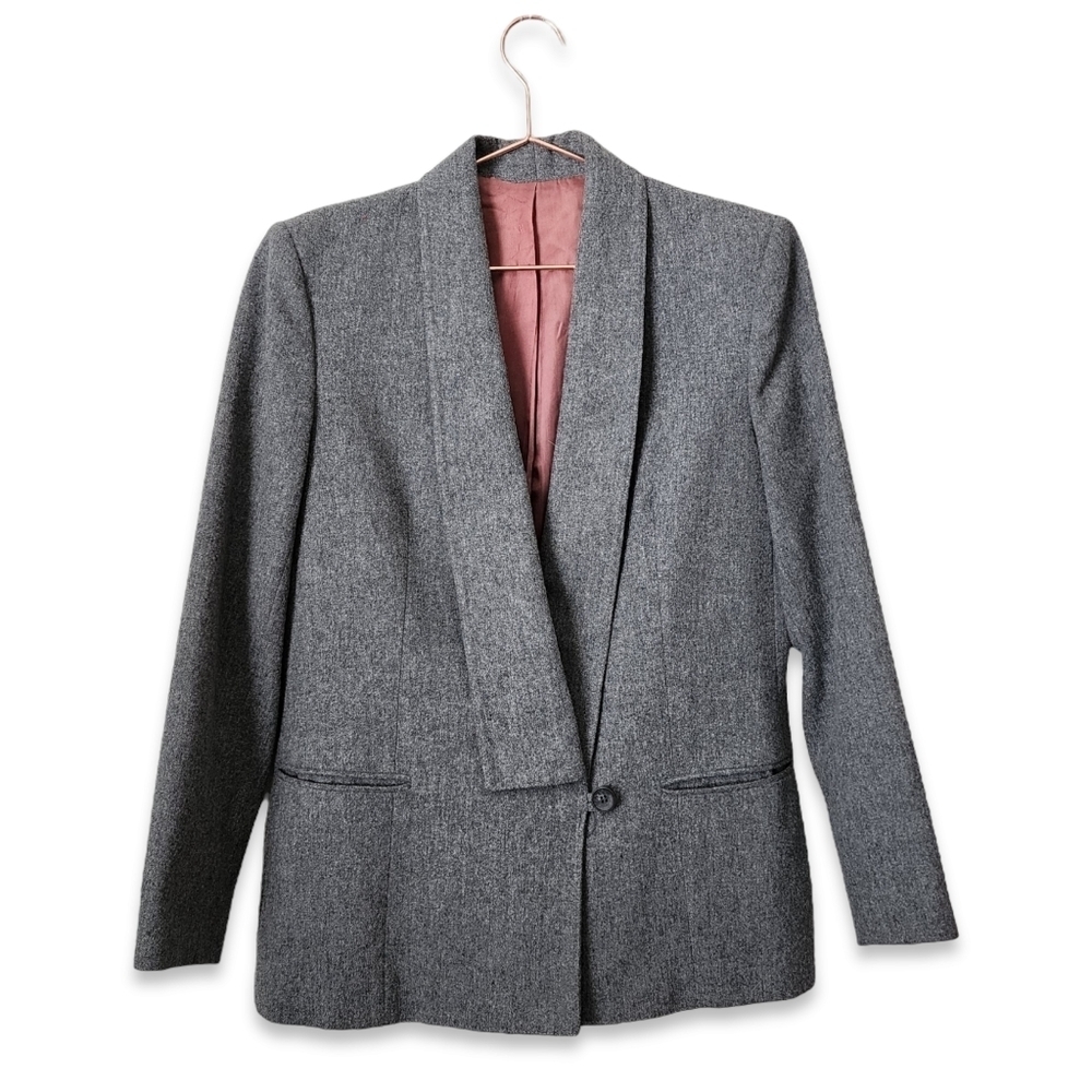RASPINI VINTAGE 60's Wool Blazer Gray Longline Lapel Tailored Jacket